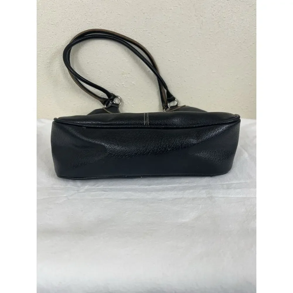 Strada Leather Shoulder Bag Tote Black Y2K 2000s